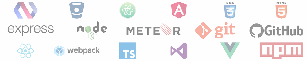 Various JavaScript tech logos